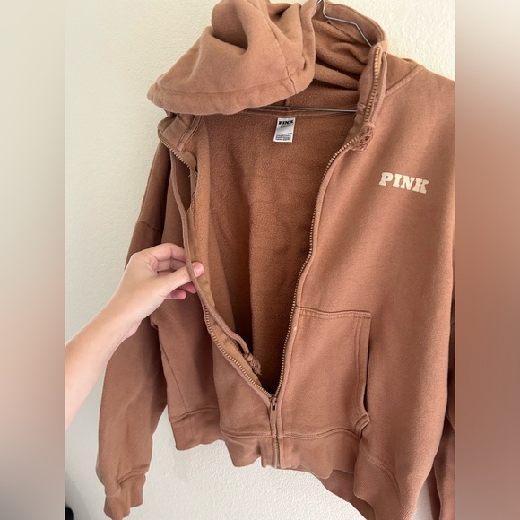 Victoria's Secret Pink Dog Ivy Fleece FullZip Hoodie Campus Pant Set Toffee Sz M - Picture 9 of 16